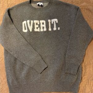 Pink Rose Gray 'Over It' Crew Neck Sweater